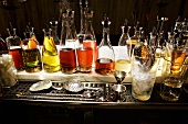 Bar Station with Assorted Bottles of Liquor
