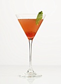 Vodka Cocktail with Mint Garnish on White Background