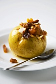 Baked Apple on a Plate with Spoon