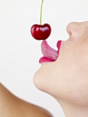 Woman with Cherry on her Tongue