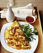 Mushroom Omelet with Chili Sauce