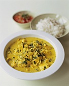 Fish Curry in a White Bowl