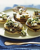 Grilled Onions with Gorgonzola Cheese on a Platter