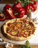 Whole Red Bell Pepper Pizza with Ingredients
