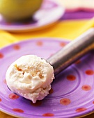 Ice Cream Scoop with Vanilla Ice Cream on a Polk-a-Dot Plate