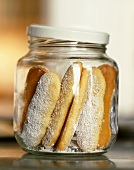 Lady Finger Cookies in a Glass ar with Lid
