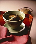 Bowl of Clear Shiitake and Enoki Mushroom Soup