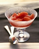 Icy Grapefruit Snack in a Glass Dish