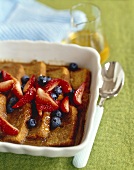 Cinnamon Bread Pudding Topped with Mixed Berries