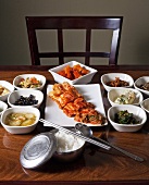 Kimchi with accompaniments in restaurant (Korea)