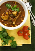 Bowl of Vegetarian Chili; From Above