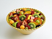 Colorful Fruit Salad in Scalloped Bowl