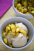 Coconut Ice Cream with Tropical Fruit Salsa,
