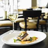 Pan Seared Rockfish with Grapefruit Brulee and Spinach