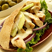 Chicken Pita Sandwich with Cucumber, Red Onion and Ranch Dressing