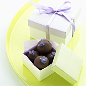 Chocolate Violet Truffles in Gift Boxes