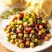 Chickpea Salad on a White Plate