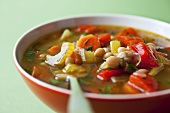 Bowl of Vegetable Soup with White Beans
