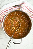 Pot of Homemade Vegetable Pasta Sauce; Spoon