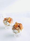 Two Parfaits with Baked Apricots and Toasted Almonds