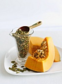 Roasted Pumpkin Seeds with Raw Pumpkin with Seeds