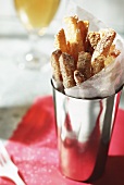 Paper Wrapped Fries in a Metal Cup