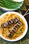 Grilled Kabob on a Bed of Couscous