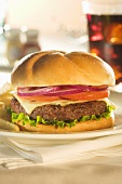 Cheeseburger with Lettuce, Tomato and Onion