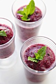 Blueberry Pineapple Smoothies; From Above; Mint Garnish