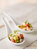 Ceviche Served in Porcelain Spoons