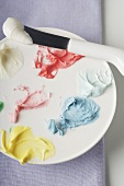 Assorted Colored Frosting on a Painters Palette