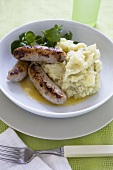 Bangers and Mash; Sausages with Stilton Cheese Mashed Potatoes