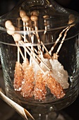 Container of Rock Candy on Bar in Certaldo,Tuscany