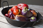 Assorted Fresh Peppers in a Pan