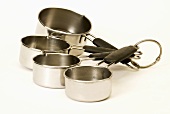 Set of Metal Measuring Cups; White Background