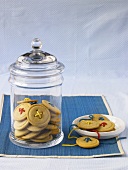 Maple Sugar Button Cookies in a Jar and On a Plate