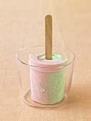 Pink and Green Frozen Yogurt Pop in a Glass