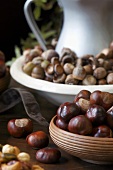 Bowl of Chestnuts; Acorns with Pitcher
