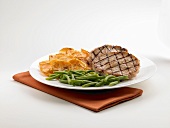 Grilled Boneless Pork Chops with Green Beans and Scalloped Potatoes