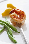 Grilled Shrimp on Fork with Green Beans and Pear Tomatoes