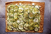 Thinly Sliced Zucchini Pizza; From Above