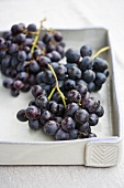 Bunches of Purple Grapes on a Platter