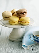 Assorted Macaroons on a Marble Pedestal Dish
