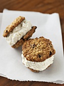 Two Oatmeal Cookie Ice Cream Sandwiches
