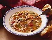 Barley soup with turkey and vegetables