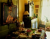 Set table in the dining room of a country home
