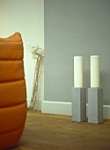 Pair of modern floorstanding candlesticks