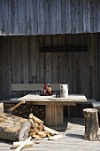 Wooden table and bench seat