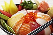 Sashimi with caviar and accompaniments (Japan)