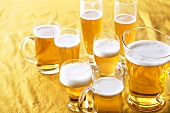 Beer in an assortment of glasses